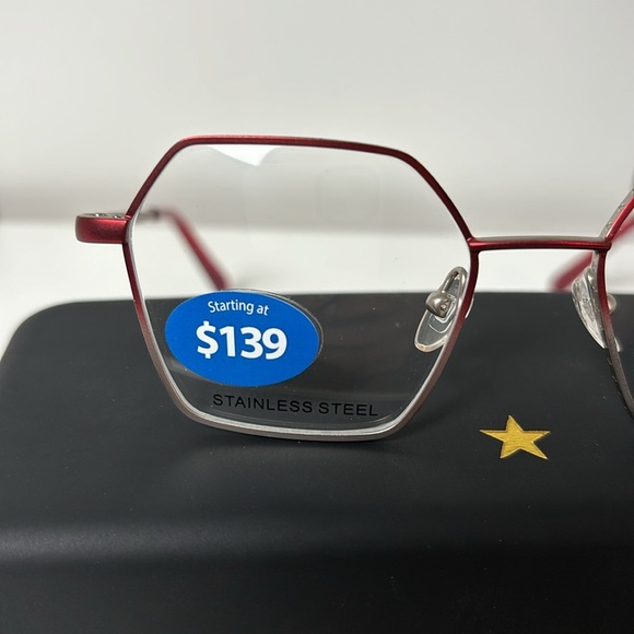 NWT Elton John Fashion Glasses Red and Silver Frame - Picture 2 of 9